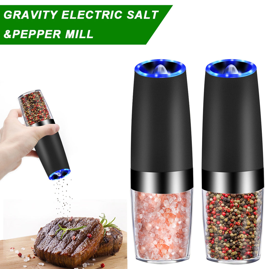 2PCS Electric Gravity Sensor Automatic Pepper Grinder Kitchen Tools